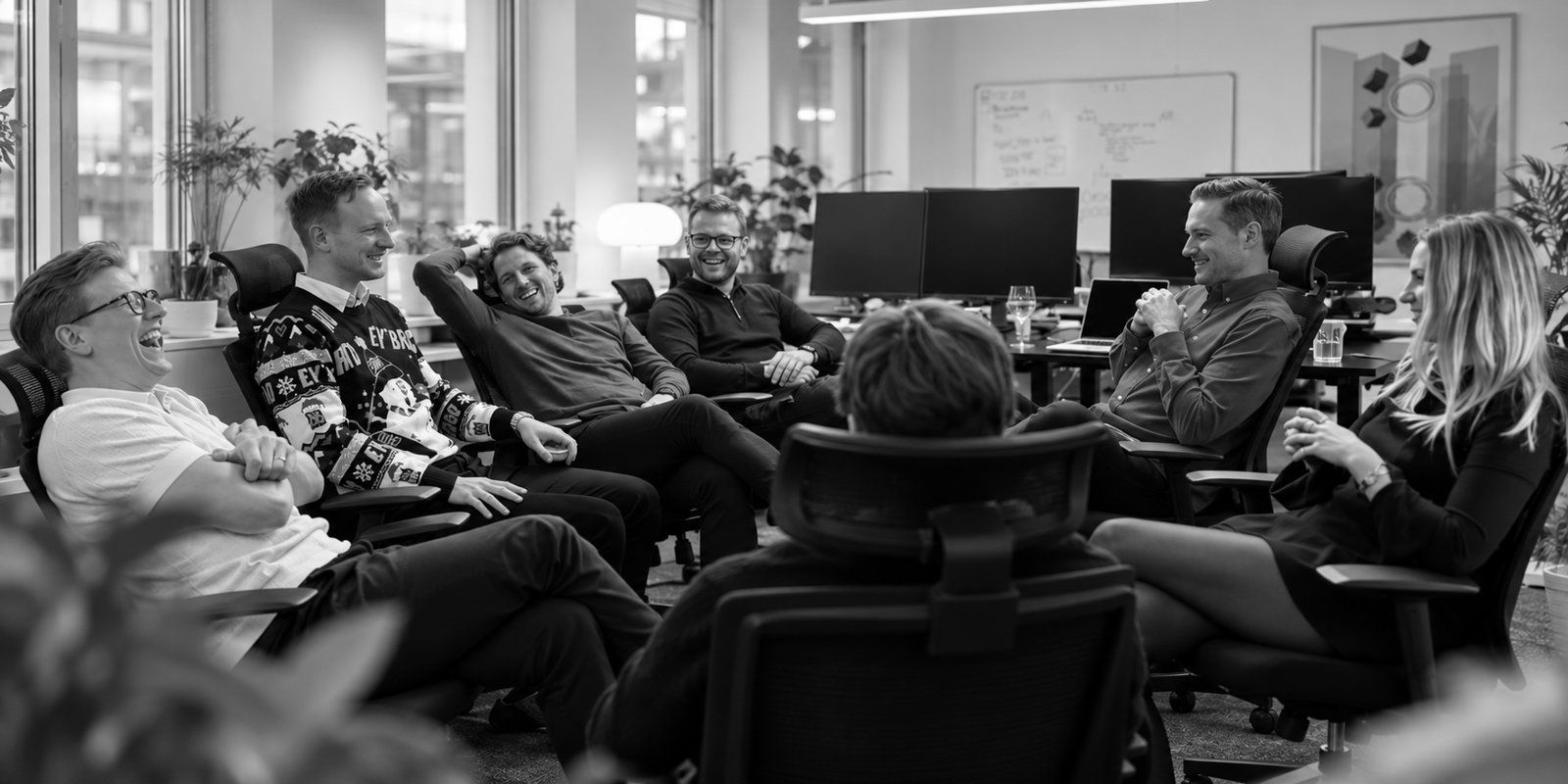 The FrontFlow team together in the office