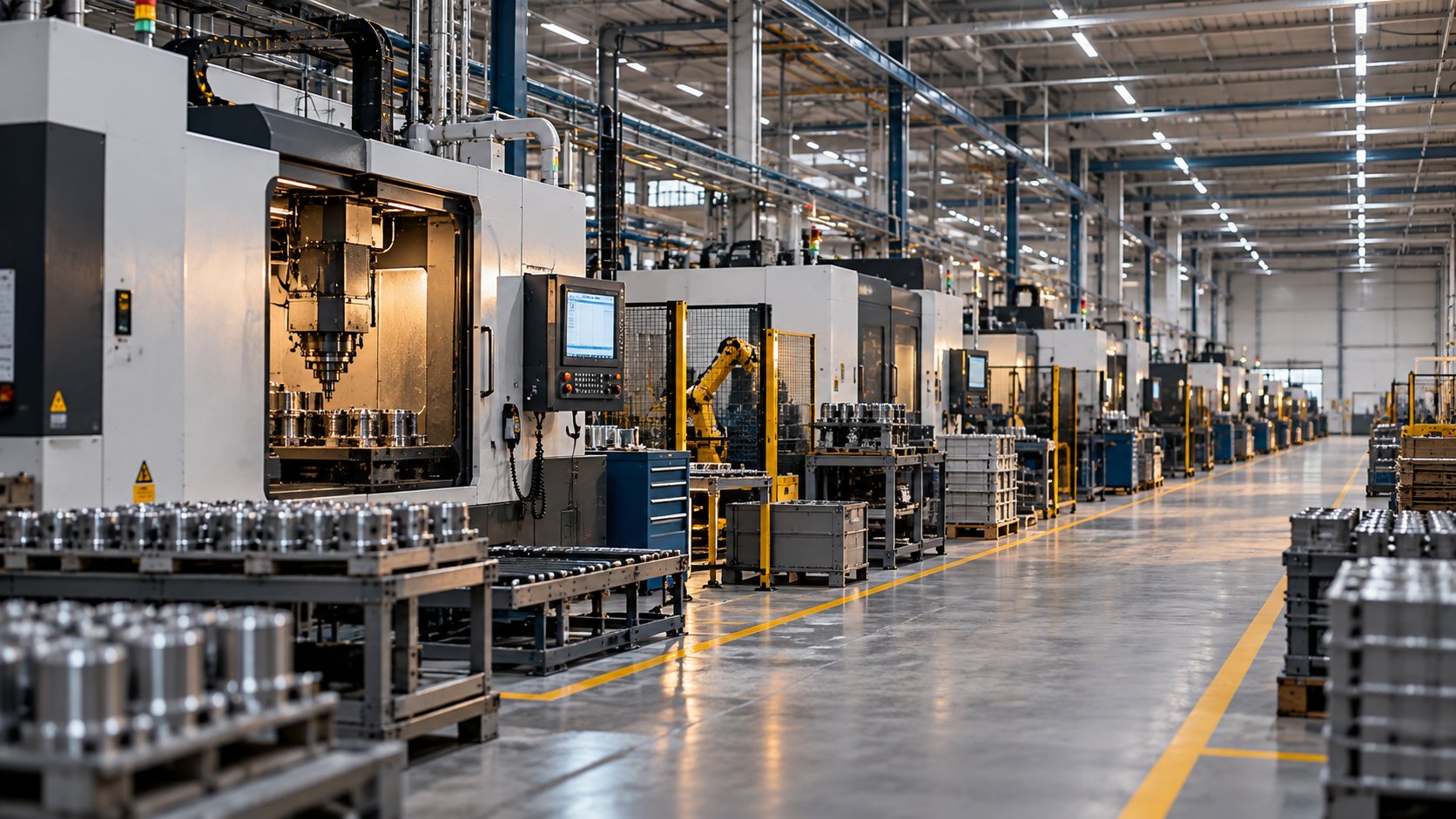 Manufacturing floor with CNC machines
